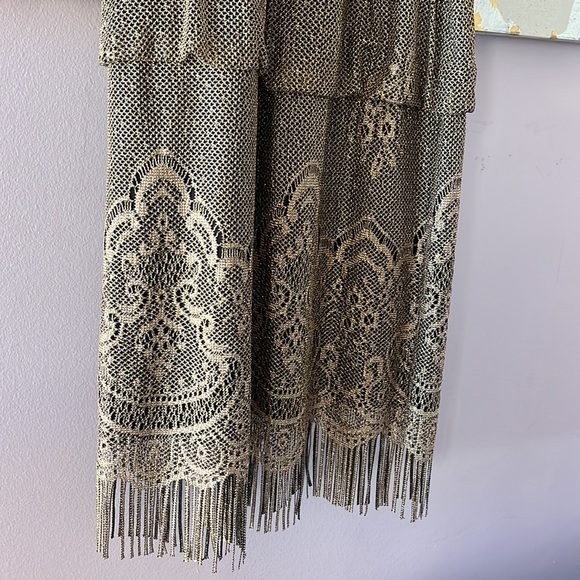 S.L. Fashions Size 12 Gold Chain Neck Blouson Fringe Dress EXCELLENT CONDITION - Picture 2 of 11